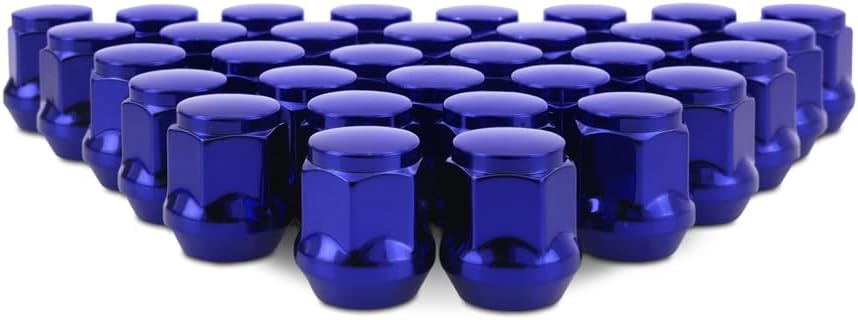 Mishimoto Steel Lug Nuts, M14x1.5, Acorn Seat, 32pc Set, Blue