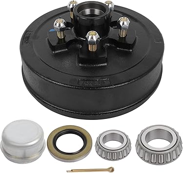 SCITOO Wheel Hub Wheel Bearing Assembly fit Boat Trailer Brake Drum Kit 5-4.5 Bolt Circle Wheel Hub Kit 10 x 2-1/4 3500lb Axle 5 Bolt Lug Greased Bearings 68149 & 44649 Black 0 Wheel Hub Bearings 1pc