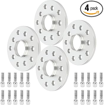 SCITOO 4X 10mm Wheel Spacers 5x100 5x112mm 57.1mm Hub Bore 5 Lug 14x1.5 Studs Compatible with for G-olf for Passat Wheel spacers