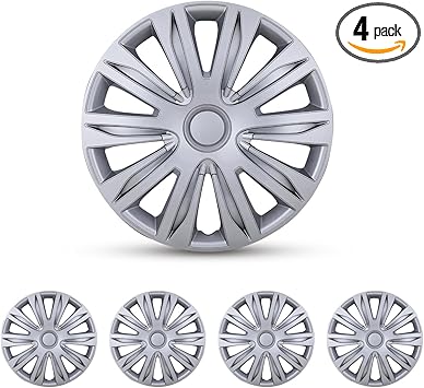 16'' Hubcaps Set of 4 Wheel Rim Cover Universal R16 Hub Caps Replacement ABS Material Exterior Accessories for Car Pickup Truck SUV (16-Inch, Lacquer)