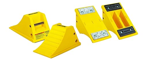 Checkers Industrial Safety Products AT3512-AC-Y All Terrain Chock with Aluminum Cleat, 15.5