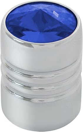 GG Grand General 50871 Chrome Aluminum Tire Valve Stem Cover w/Blue Crystal Size 1/2 inch Dia. on Top