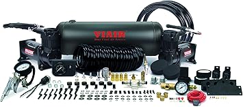 VIAIR Dual Stealth Black 400C Onboard Air System (4.55 CFM - 150 PSI - 60 Amp - 12V - 2.0 Gal. Tank)