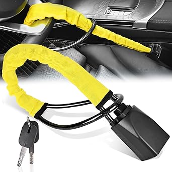 Steering Wheel Lock, Steering Wheel Lock Anti-Theft Device with Key, Steering Wheel Locking Device Steering Wheel Lock Tool, Universal Steering Wheel Lock Strap for Car Truck SUV Golf Cart