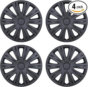 16'' Hubcaps Set of 4 Wheel Rim Cover Universal R16 Hub Caps Replacement ABS Material Exterior Accessories for Car Pickup Truck SUV (16-Inch, Matte Black)