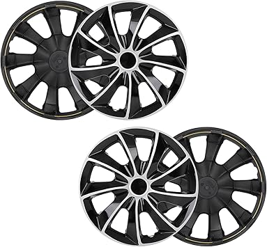 SCITOO 4pcs Set of 15-Inch Gloss Black & Silver Wheel Rim Cover Hubcaps can be Easily Installed on Car Truck SUV,Suitable for a Variety of Models,Beautiful and Rust-Proof.