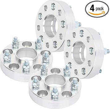 SCITOO 4 pcs 5LUG 1.25 inch Wheel Spacers 5x4.5 with 12x1.5 Studs 64.1CB Compatible with for Pilot 2003-2008 for Prelude 1997-2001 Wheel spacers