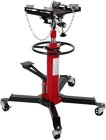 Transmission Jack.1100lbs& 2 Stage Adjustable Telescoping Hydraulic high Lift Jack, Floor Jack Stand with Foot Pedal and 360° Swivel Wheel, Garage/Workshop/Car Lift (Red) (Red)