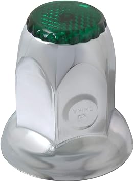 GG Grand General 10492SP 33 mm X 2 Inches Chrome Steel Nut Cover w/Flange & Green Reflector, Set of 10