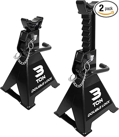 Torin AT43005AB-1 Steel Heavy Duty Jack Stands, Double Locking Pins Car Lift Jack, 3 Ton (6,000 lb.) Capacity, Black, 2 Pack