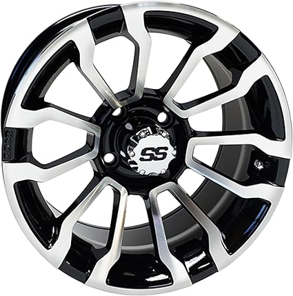 Red Hawk TIR-RX402 Wheel Machined Gloss, Black, 14x7 ET-25 Golf Carts