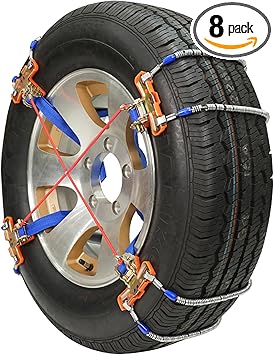 SCITOO Snow Chains For Car,8 Pack Tire Chains For Cars,Car Emergency Anti Slip Snow Chains,For Car/Suv/Atv/Semi Trucks,Tire Width 255-285mm