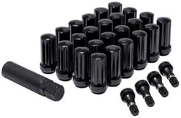 ProComp Alloys 16104B Lug Nut Kit 14 x 2 HT Spline 6 Lugs Black w/Val Stem Lug Nut Kit