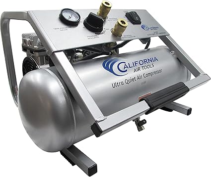 California Air Tools 2010SP Ultra Quiet and Oil-Free Lightweight 1.0 HP 2-Gal Steel Air Compressor, Silver