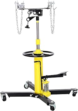 Transmission Jack 1660 Lbs Capacity Telescoping Hydraulic Jack 360° Swivel Wheel Lift Stand 2 Stage Adjustable Transmission Floor Jack Yellow