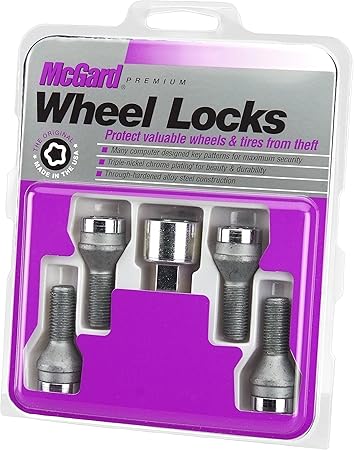 MCGARD 27000 Chrome Bolt Style Cone Seat Wheel Locks (M14 x 1.5 Thread Size) - Set of 4