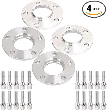 SCITOO 4PCS 10mm 5 Lug Wheel Spacer Kit 5x120 to 5x120 Compatible with for E36 E28 E34 E23 E32 E38 12x1.5 Chrome Bolts