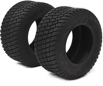 (2 Pack) 15 x 6.00-6 Lawn Mower Tires, Replacement Lawn Mower Front Tires Compatible, for Tractor Riding Lawnmowers, 4PR TL WAVE/Ply Tubeless