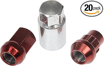 Dorman 713-475E Red Acorn Wheel Nut Lock Set Compatible with Select Nissan Models, 20 Pack