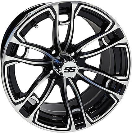 Red Hawk TIR-RX398 Wheel Machined Gloss Black, 15x7 ET-25 Golf Carts