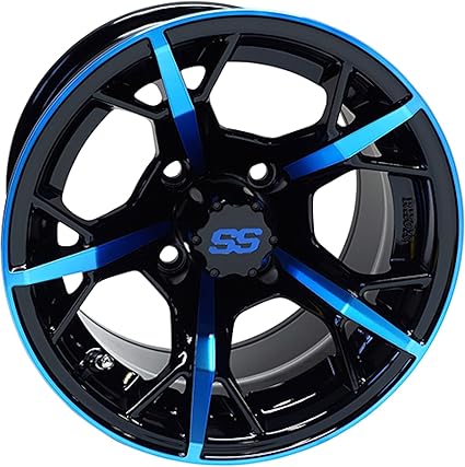 Red Hawk TIR-RX399-BBL Wheel Gloss Black with Blue, 12x7 ET-25 Golf Carts