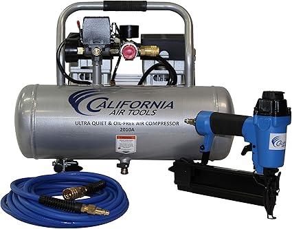 California Air Tools 2010AGK18 Ultra Quiet & Oil-Free 1.0 Hp, 2.0 Gal. Aluminum Tank Air Compressor with Nail Gun Kit