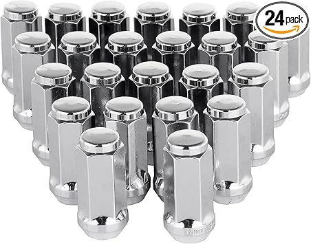 SCITOO 24pcs 14X1.5 Wheel Lug Nuts Set Tall 1.90 * 0.90 Closed End Lug Nuts Replacement For Escalade For Jimmy For Ridgeline For Tundra For Yukon For Yukon XL OEM Factory Chrome