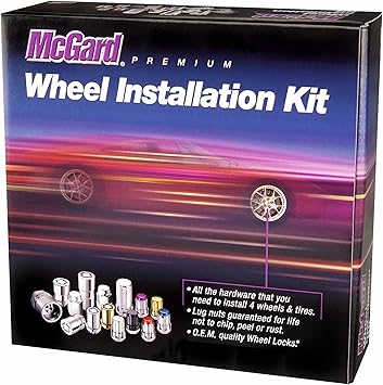 McGard 65510BK SplineDrive Black (M14 x 1.5 Thread Size) Wheel Installation Kit for 5-Lug Wheels, 16 Lug Nuts / 4 Locks / 1 Key / 1 Install Tool