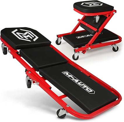 M-AUTO Foldable Z Creeper 2-in-1 Rolling Folding Car Creeper & Seat, 36