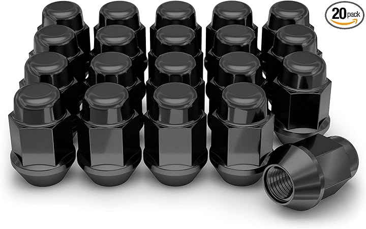 White Knight 1707SBK-20AM Black Chrome M12x1.50 Bulge Acorn Lug Nut, 20 Pack