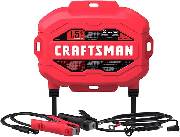 CRAFTSMAN 3-in-1 Fully Automatic Automotive Battery Charger, Maintainer, and Desulfator, CMXCESM259, 1.5 Amps, 6 Volt & 12 Volt, for Power Sport, Motorcycle, Car, and Boat Batteries