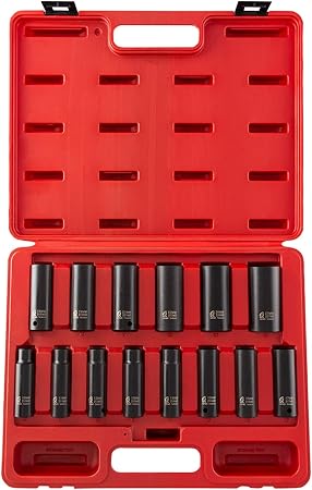 SUNEX TOOLS 2653 1/2-Inch Drive Deep Metric 6 Point Impact Socket Set, 14-Piece