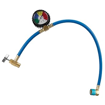 Performance Tool W83139 Self-Sealing R1234YF Refrigerant Can Recharging Hose and Gauge