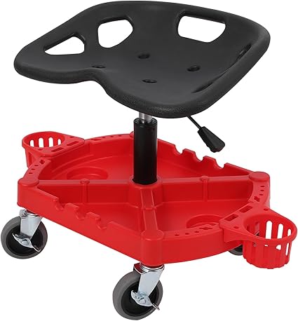 300 Lbs Rolling Garage Stool with Bottle Holder, Store & Organize Your Kit, Durable Casters & Brakes