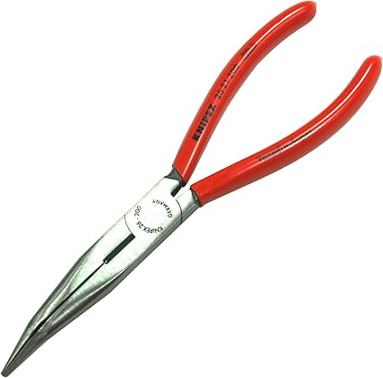 KNIPEX Tools - Long Nose Pliers With Cutter, 40 Degree Angled (2621200), 8 inches