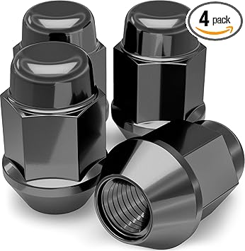 White Knight M12x1.50 Black Chrome Bulge Acorn Lug Nut, 4 Pack