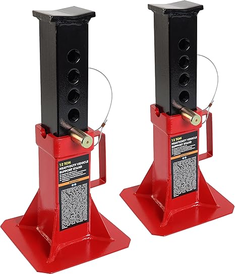 BIG RED ATZ120005R Torin Heavy Duty Pin Type Professional Car Jack Stand with Lock, 12 Ton (26,400 lb) Capacity, Red, 1 Pair