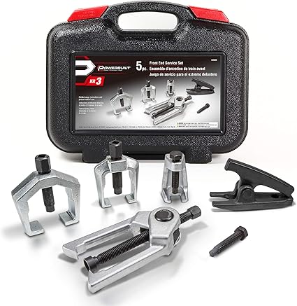 Powerbuilt Front End Vehicle Service Kit, Tie Rod End Puller, Car and Truck Ball Joint Remover, Pitman Arm puller 6 Piece 648626, Black