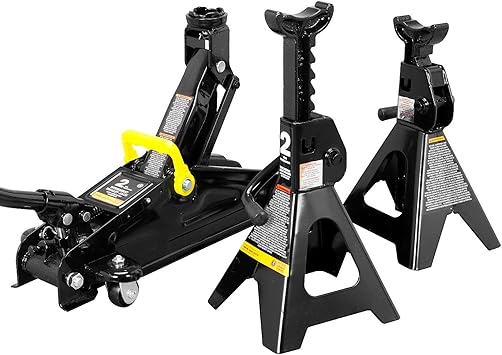 Torin AT82001B-2 Hydraulic Floor Jack Combo with 2 Jack Stands, 2 Ton (4,000 lb.), Black