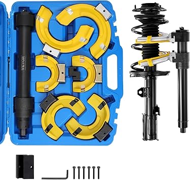 VEVOR Strut Spring Compressor Set, Macpherson Strut Spring Compressor Kit, Interchangeable Fork Strut Coil Extractor Remover Tool, with Yellow Protective Sleeve and Carrying Case