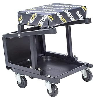 Omega Lift 91305 2-in-1 Mechanics Creeper Seat/Step Stool, 7.88'' Height, 17.72'' Width, 15.75'' Length, Black