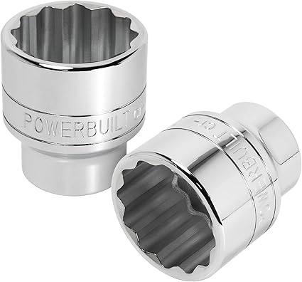 Powerbuilt 1-7/8 Inch Socket, 3/4-inch Drive, 12 Point, Thin Wall Hex Strong Grip Design, Size Markings - 643216, Silver