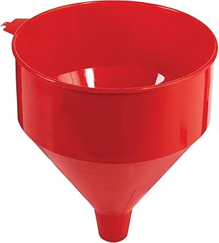 LubriMatic 75-072 Polyethylene Plastic Funnel w/ Screen - 6 Quart,Red