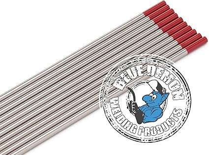 Blue Demon Welding Tungsten Electrodes, 2% Thoriated, RED, EWTh-2, 3/32 in x 7 in 10 pc pack TE2T-332-10T