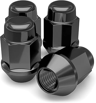 White Knight 1706SBK-4 Black M12x1.25 Bulge Acorn Lug Nut, 4 Pack