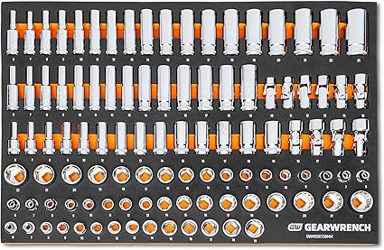 GEARWRENCH 104 Piece 3/8” Drive Master Metric Socket Set in Foam Storage Tray - GWMSSKT38MM