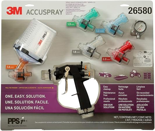 3M Accuspray Paint Spray Gun System with PPS 2.0, 26580, Standard, 22 Ounces, Use for Cars, Furniture, Cabinets and More, 1 Paint Gun,1 Paint Cup,5 Disposable Lids and Liners,5 Nozzles,3 Sealing Plugs