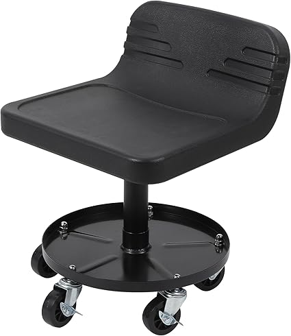 300-Pound Capacity Telescoping Tractor Seat with Parts Tray - Easy Height Adjustment, Steel Tool Tray, Premium Comfort