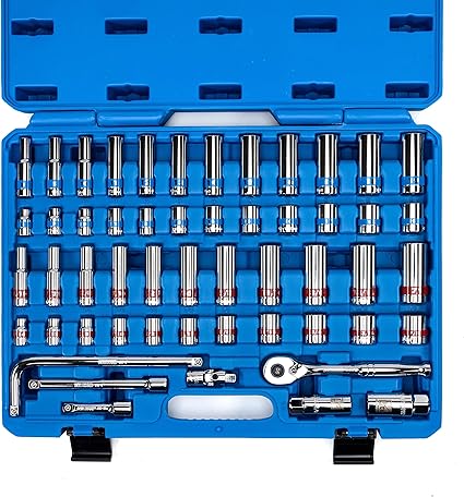 Neiko 02513A 3/8-Inch-Drive Ratchet and Socket Set, 53-Piece, Standard and Deep SAE Sizes 5/16