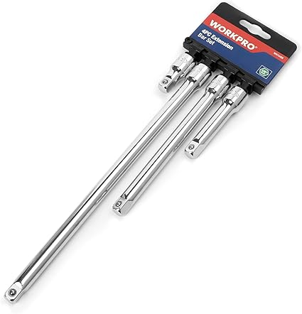 WORKPRO W074459 3/8 In. Socket Drive Extension Bar Set, Heat-Treated Steel Construction (Single Pack)